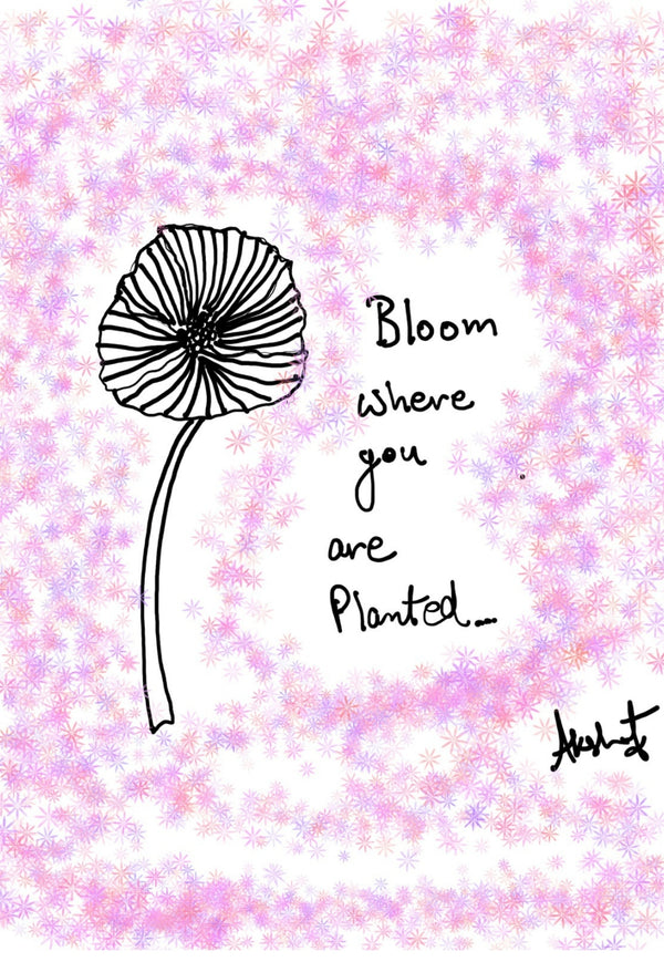 The Quiet Resilience of Present Blooming - doodle art by Akshat Bansal