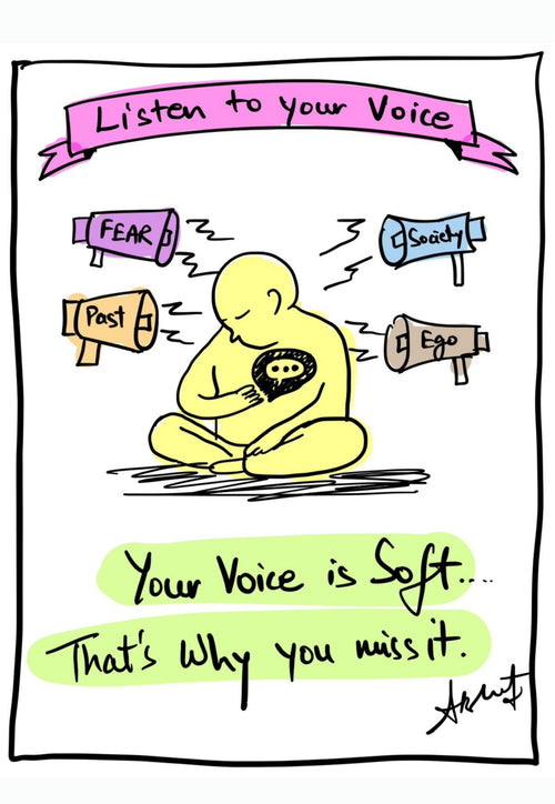 Attuning to the Soft Whisper of the Inner Voice - doodle art by Akshat Bansal