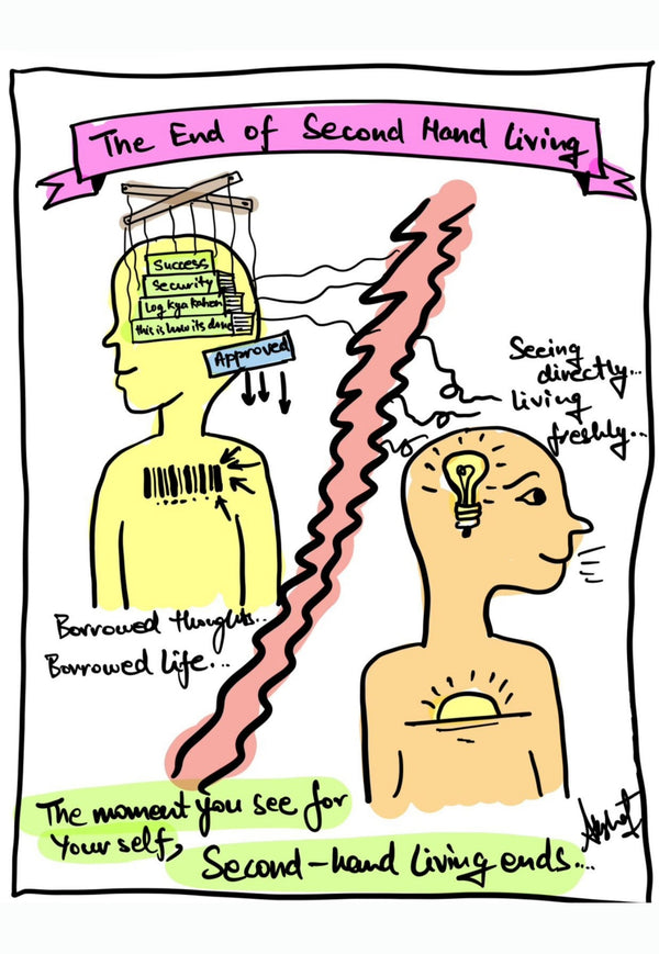 Ending Second-Hand Living for Direct Realization - doodle art by Akshat Bansal