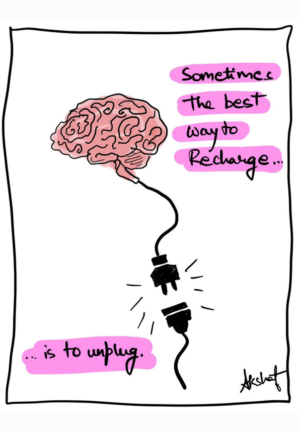 Unplugging From Digital Noise to Recharge the Soul - doodle art by Akshat Bansal
