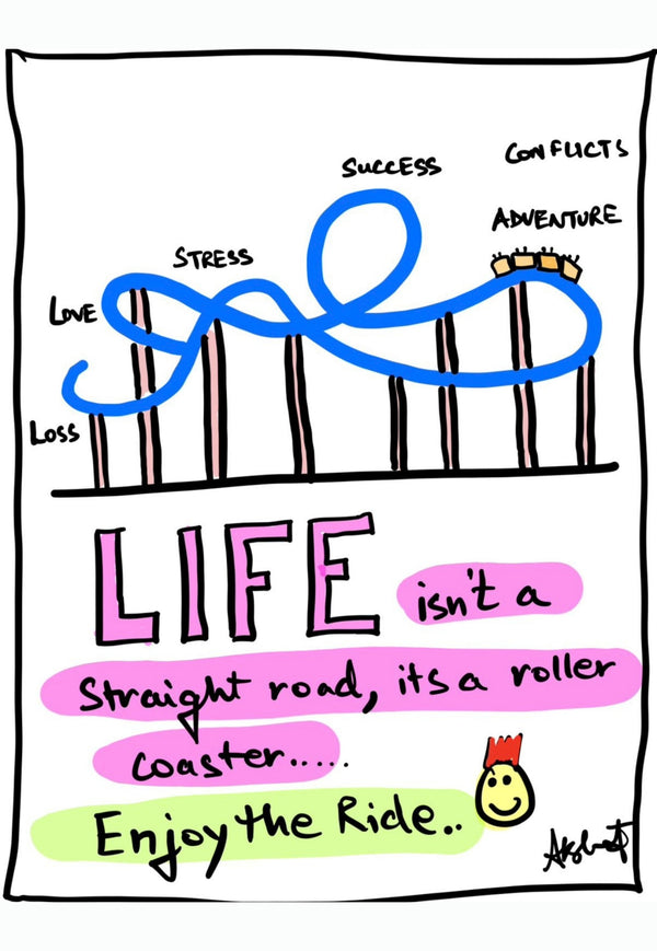 Embracing the Dynamic Rollercoaster of Life - doodle art by Akshat Bansal