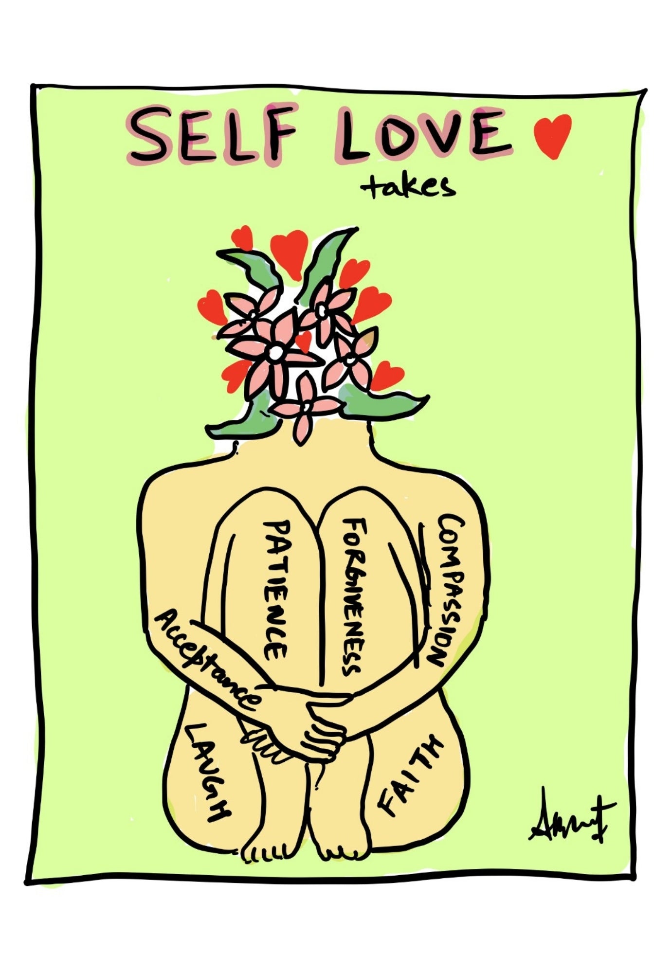 Embracing Radical Self-Love and Worth - doodle art by Akshat Bansal