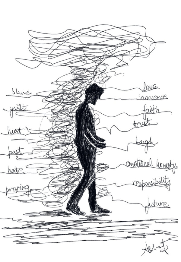 Steadfast Resilience Through Mental Storms - doodle art by Akshat Bansal