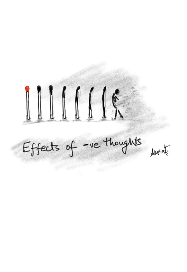 Extinguishing the Fires of Negative Thought - doodle art by Akshat Bansal