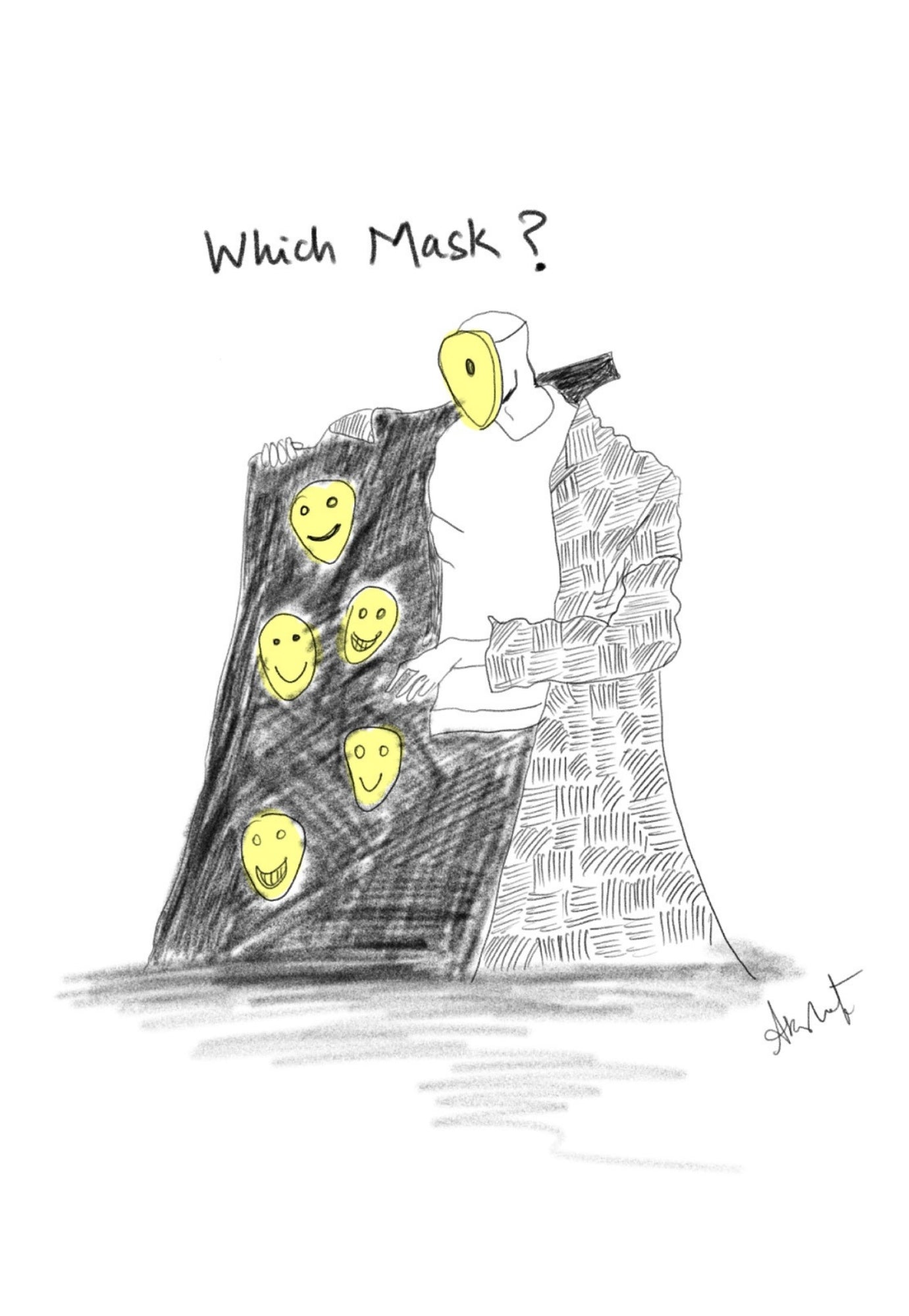 Shedding Social Personas for Authentic Living - doodle art by Akshat Bansal