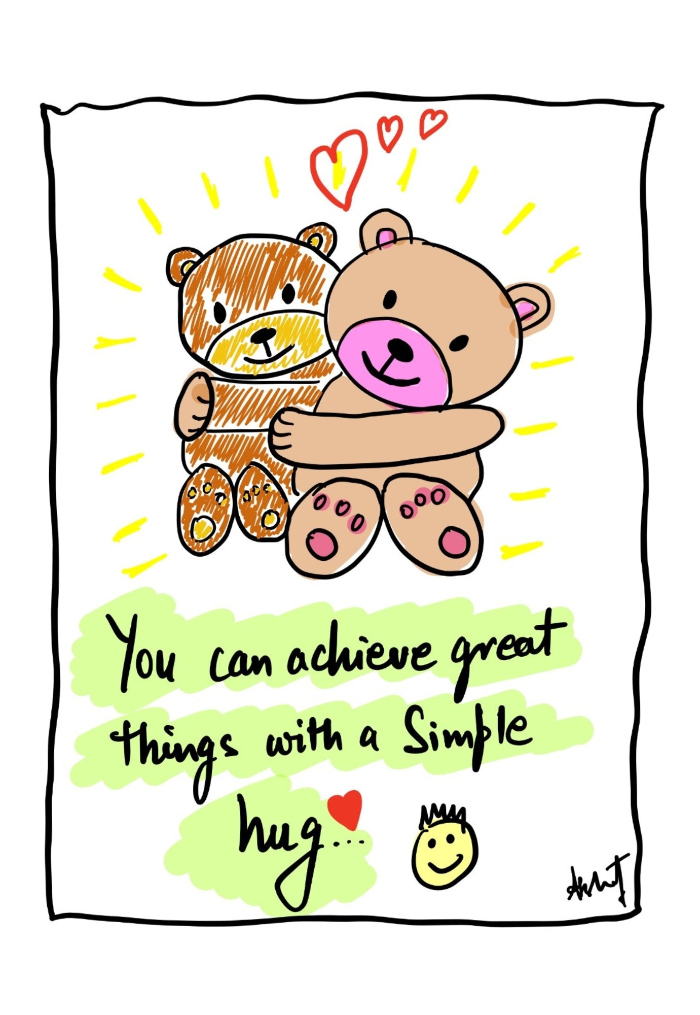 Unity and Shared Strength in Warm Embrace - doodle art by Akshat Bansal