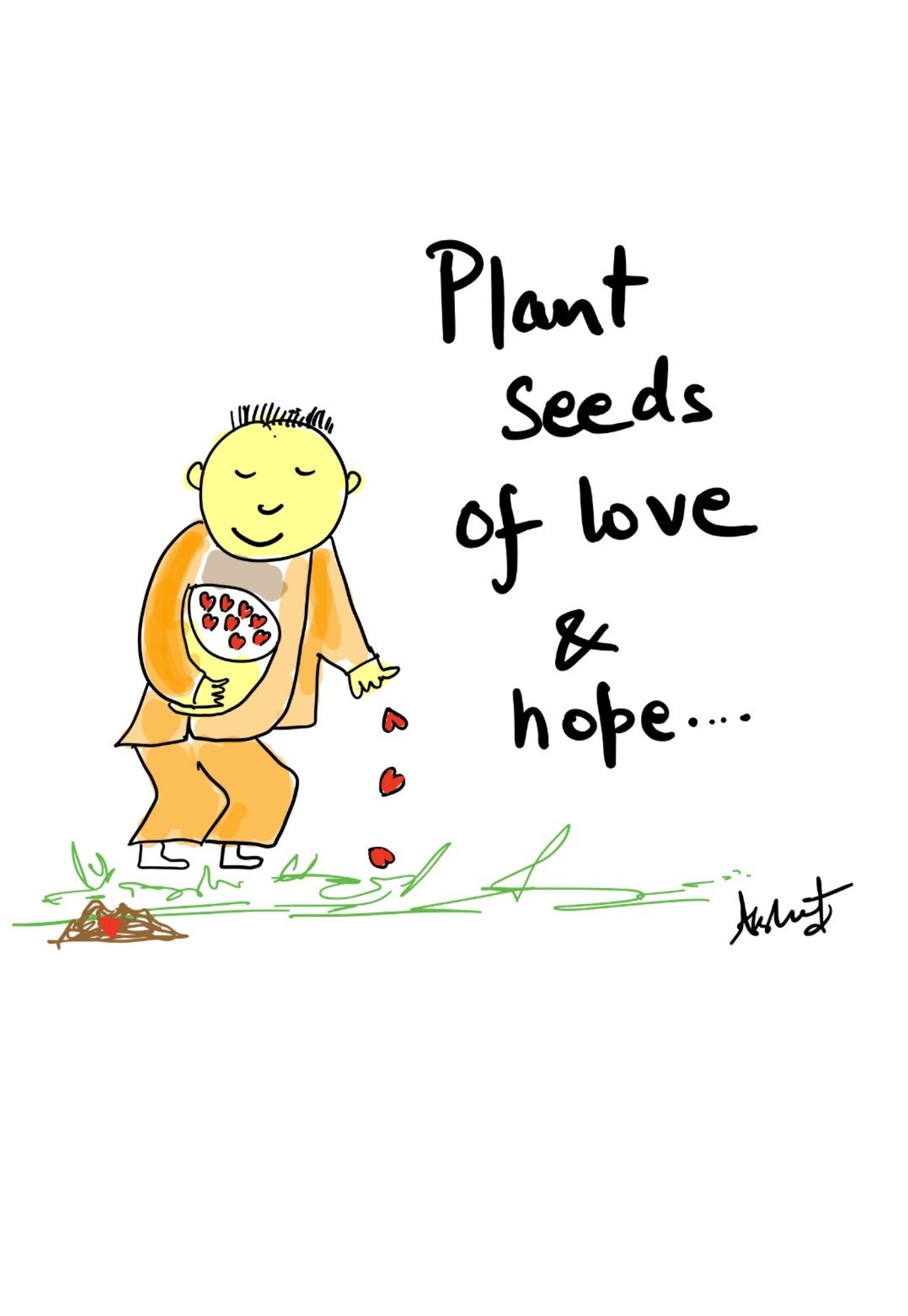 Planting Intentional Seeds of Universal Love - doodle art by Akshat Bansal