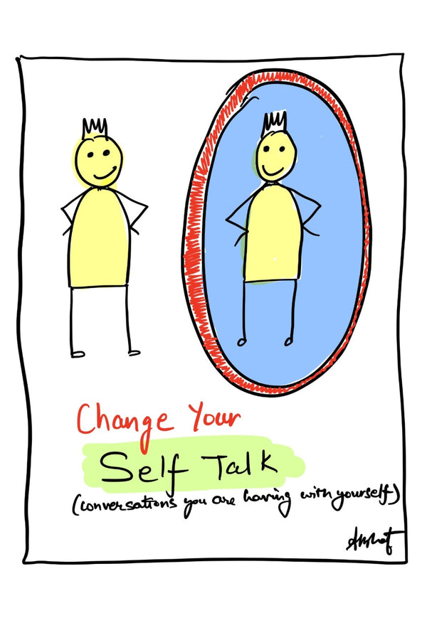 Rewriting the Internal Dialogue With Kindness - doodle art by Akshat Bansal