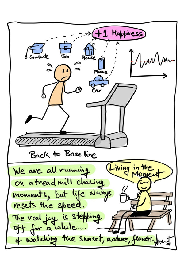 Stepping Off the Consumerism Treadmill - doodle art by Akshat Bansal