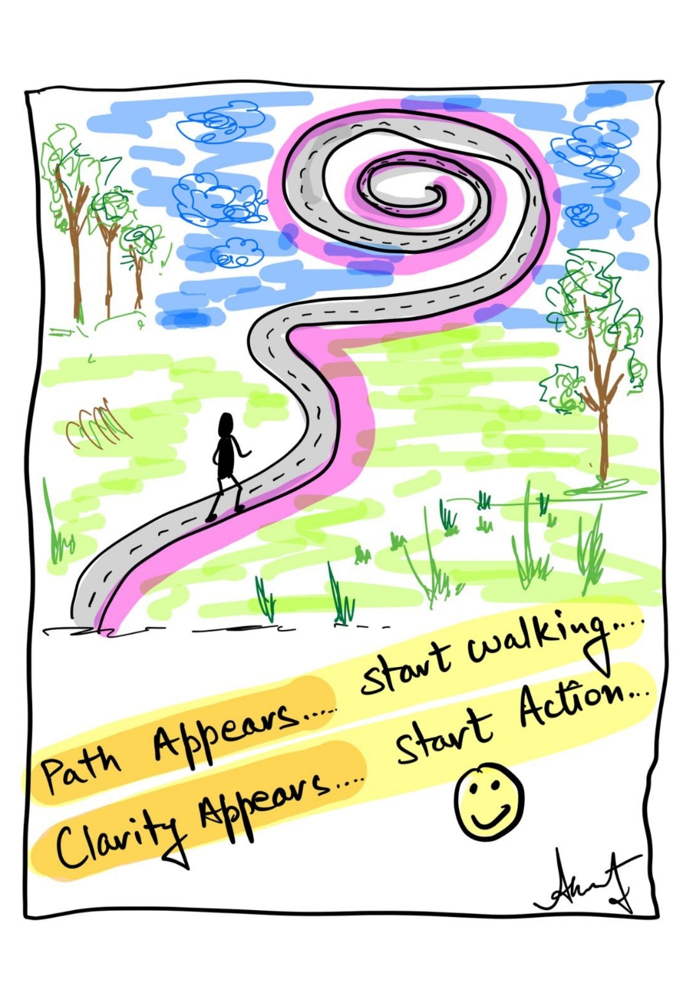 The Path Revealing Itself Through Momentum - doodle art by Akshat Bansal