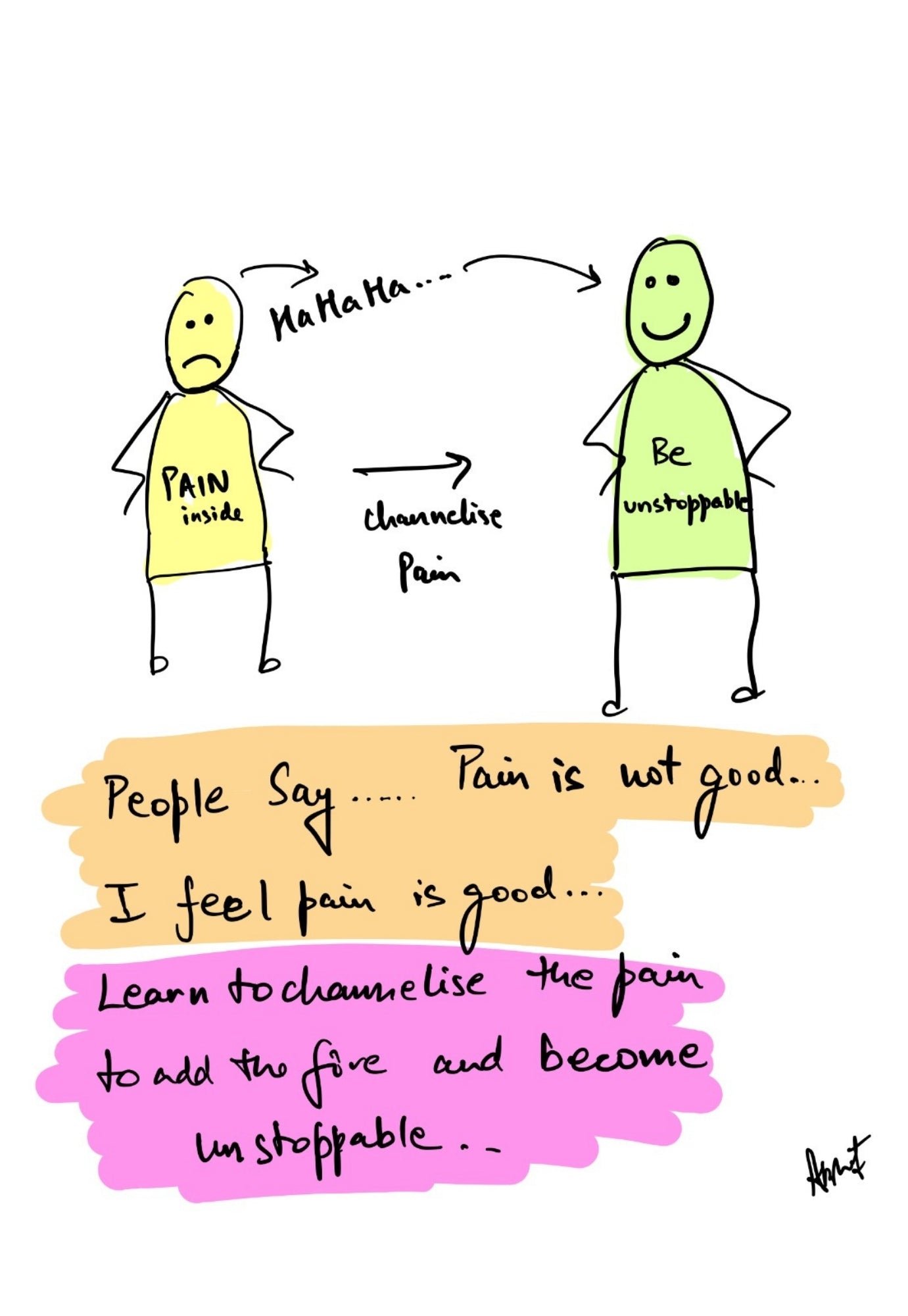 Transmuting Pain Into Unyielding Strength - doodle art by Akshat Bansal