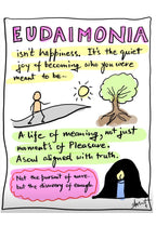 Eudaimonia and the Sustainable Joy of Virtue - doodle art by Akshat Bansal