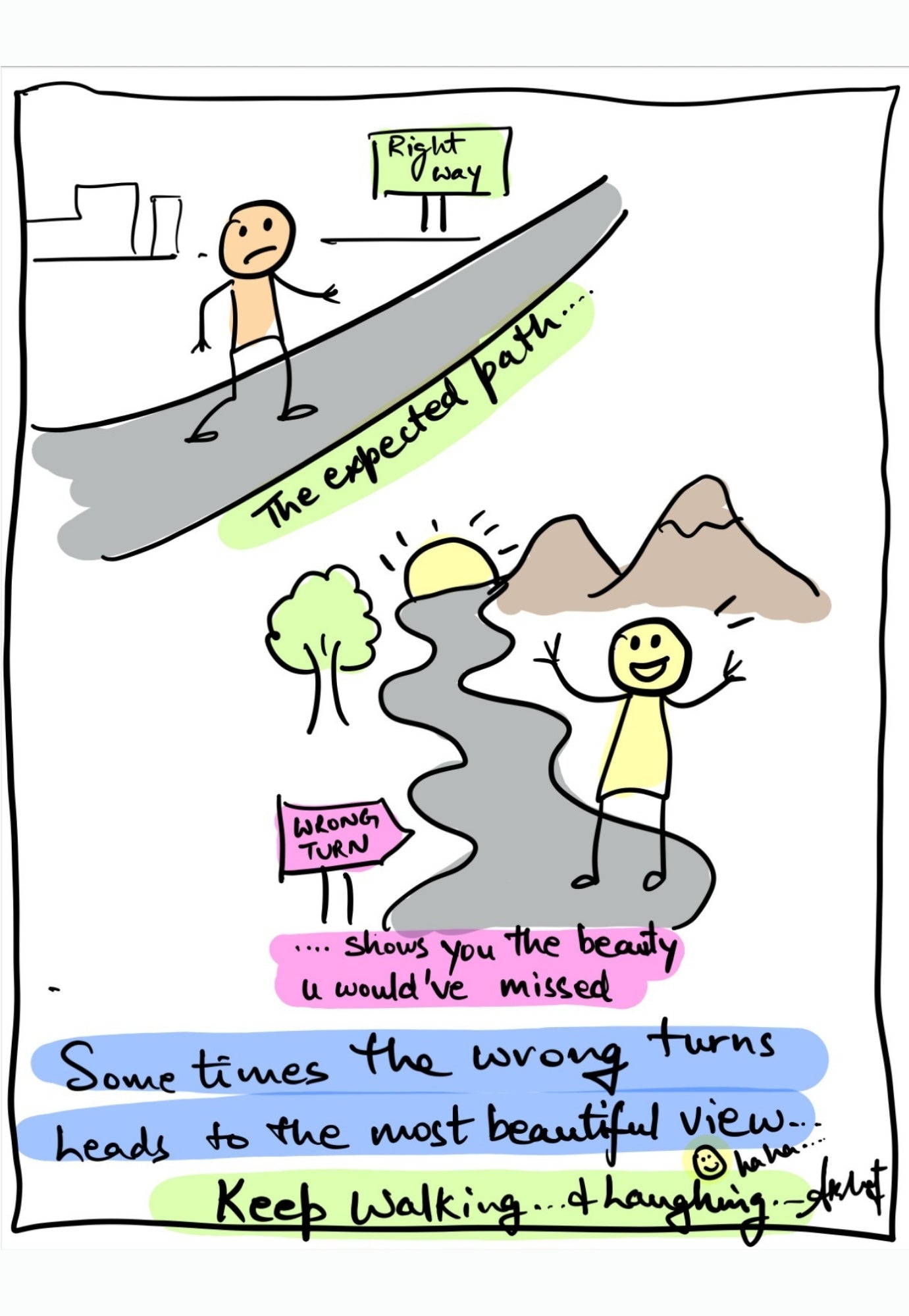 Discovering Beauty in Life's Unexpected Detours - doodle art by Akshat Bansal