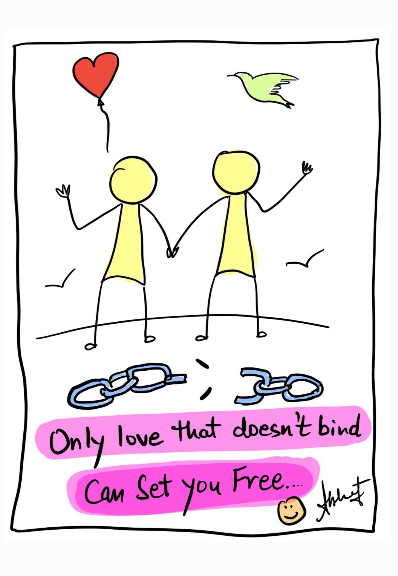The Liberating Freedom of Genuine Love - doodle art by Akshat Bansal