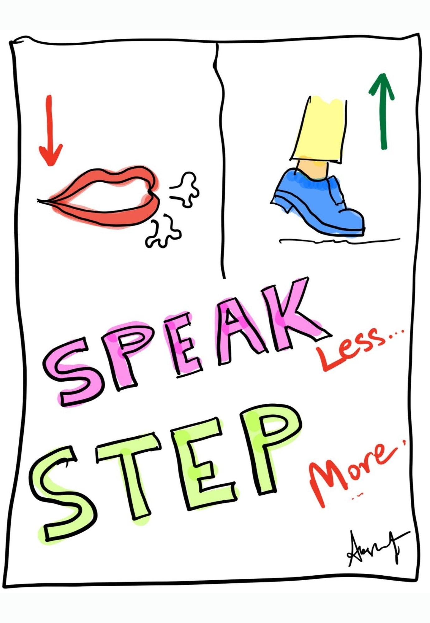 Elevating Quiet Execution Over Empty Words - doodle art by Akshat Bansal
